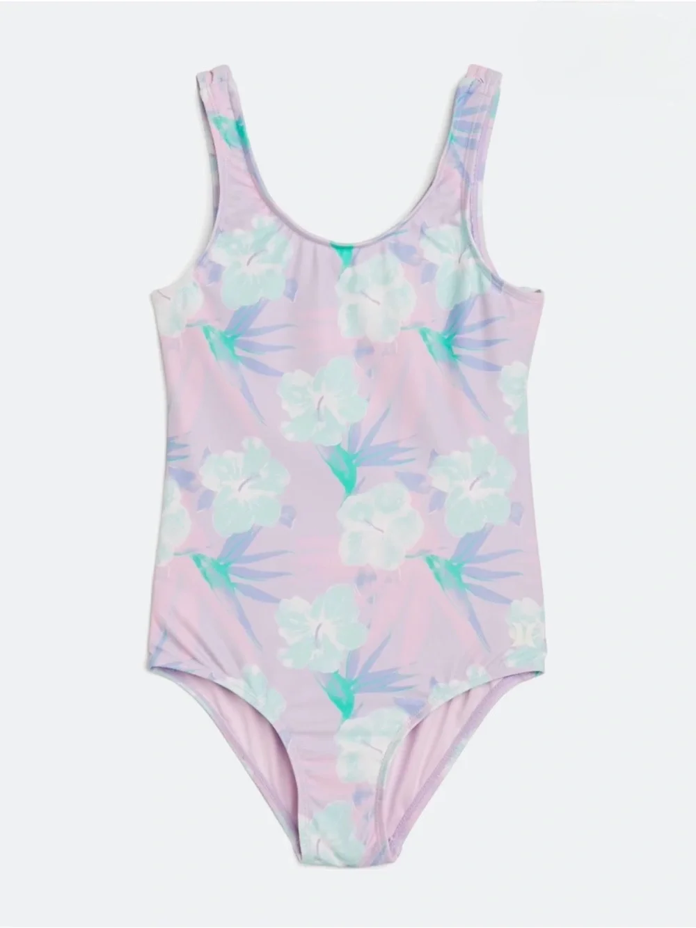 NWT Hurley Girls Pink Floral Twist Back One-Piece Swimsuit Size L